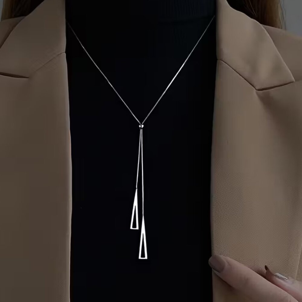 *MUST BUNDLE* silky silver snake chain lariat necklace adjustable NEW